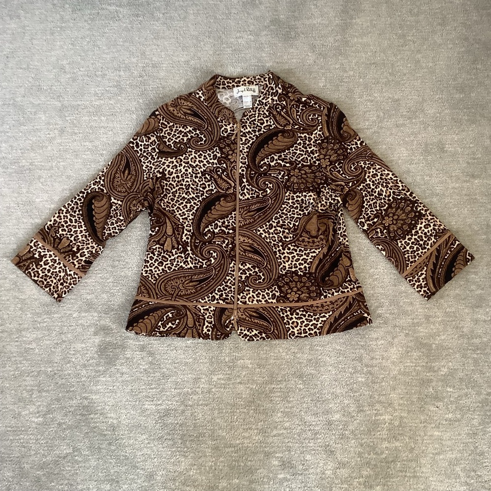 Joseph Ribkoff Paisley/Leopard 2-Way Zip Jacket Sz. 16